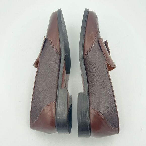 ADOLFO MEN’S Dress Shoes Loafers Brown Leather Tassels Hand Made In Italy 11 - Picture 6 of 10